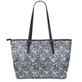 Abstract Nautical Anchor Pattern Print Leather Tote Bag With Zipper