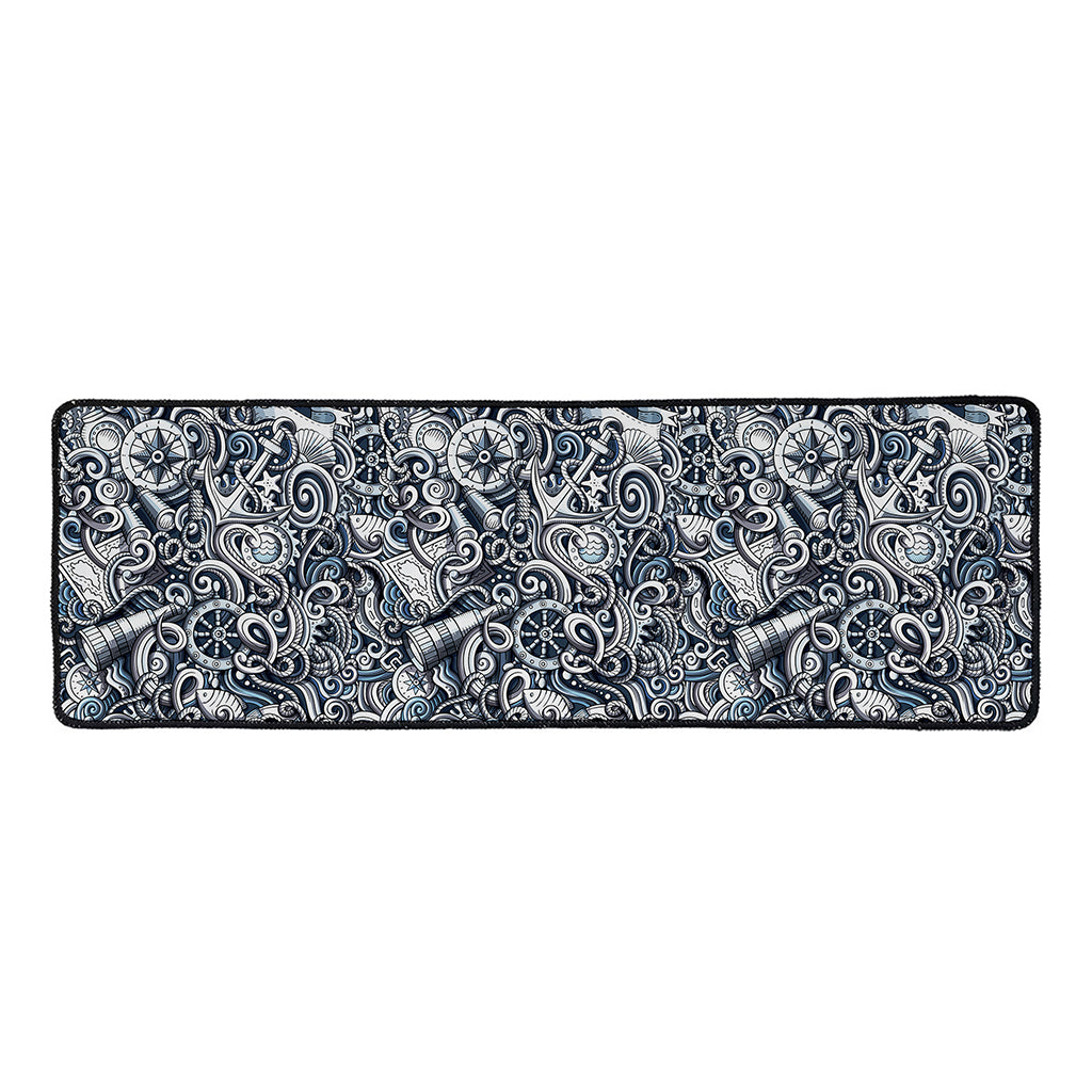 Abstract Nautical Anchor Pattern Print Long Kitchen Mat