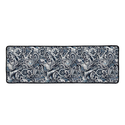Abstract Nautical Anchor Pattern Print Long Kitchen Mat