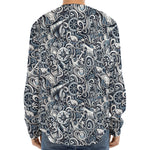 Abstract Nautical Anchor Pattern Print Long Sleeve Baseball Jersey