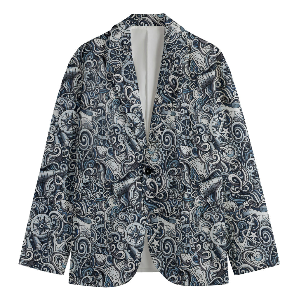 Abstract Nautical Anchor Pattern Print Men's Blazer
