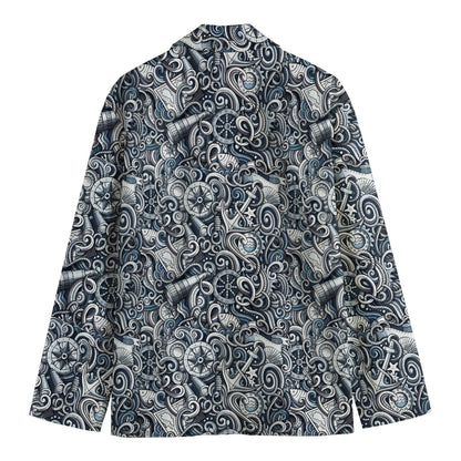 Abstract Nautical Anchor Pattern Print Men's Blazer