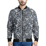 Abstract Nautical Anchor Pattern Print Men's Bomber Jacket