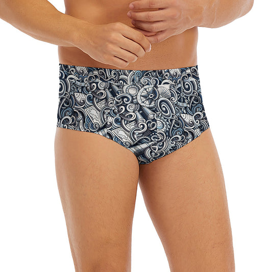 Abstract Nautical Anchor Pattern Print Men's Briefs