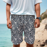 Abstract Nautical Anchor Pattern Print Men's Cargo Shorts
