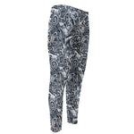 Abstract Nautical Anchor Pattern Print Men's Compression Pants