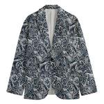 Abstract Nautical Anchor Pattern Print Men's Cotton Blazer