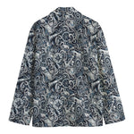 Abstract Nautical Anchor Pattern Print Men's Cotton Blazer