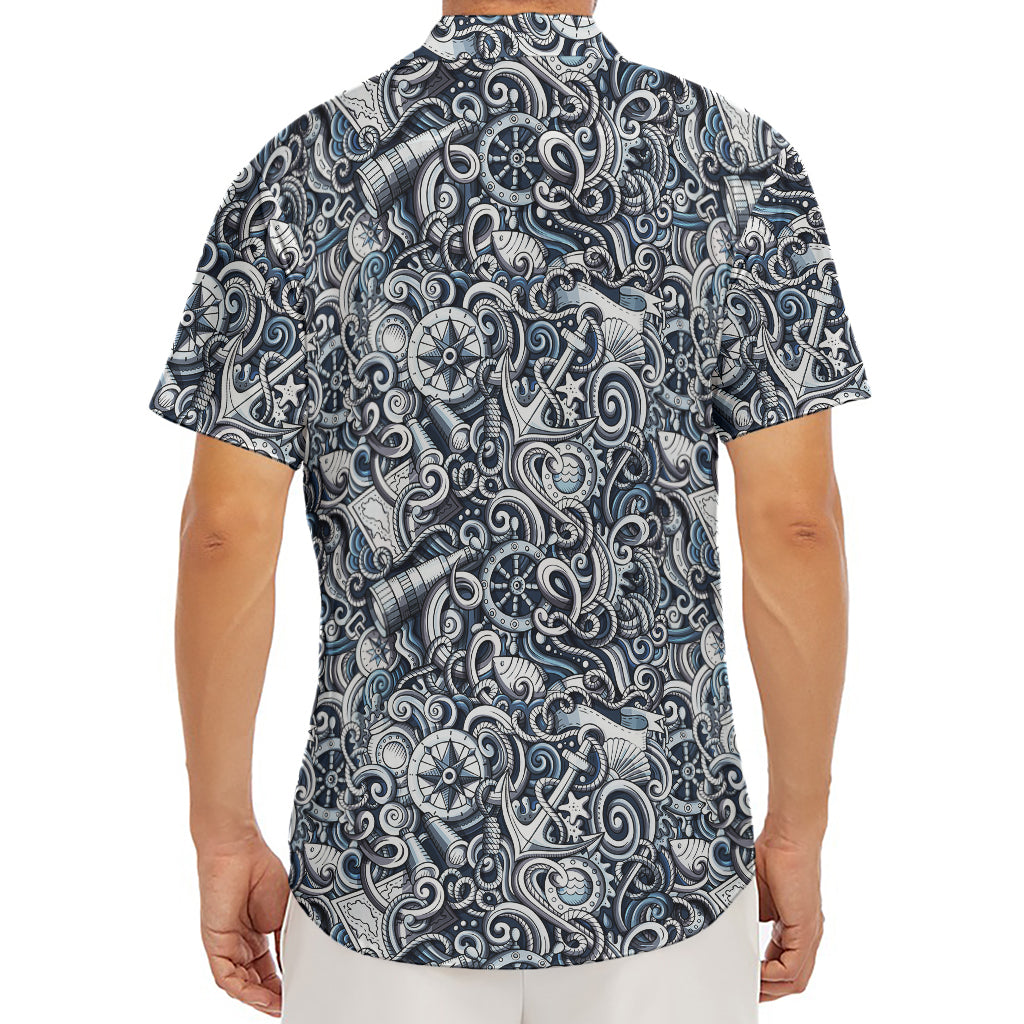 Abstract Nautical Anchor Pattern Print Men's Deep V-Neck Shirt