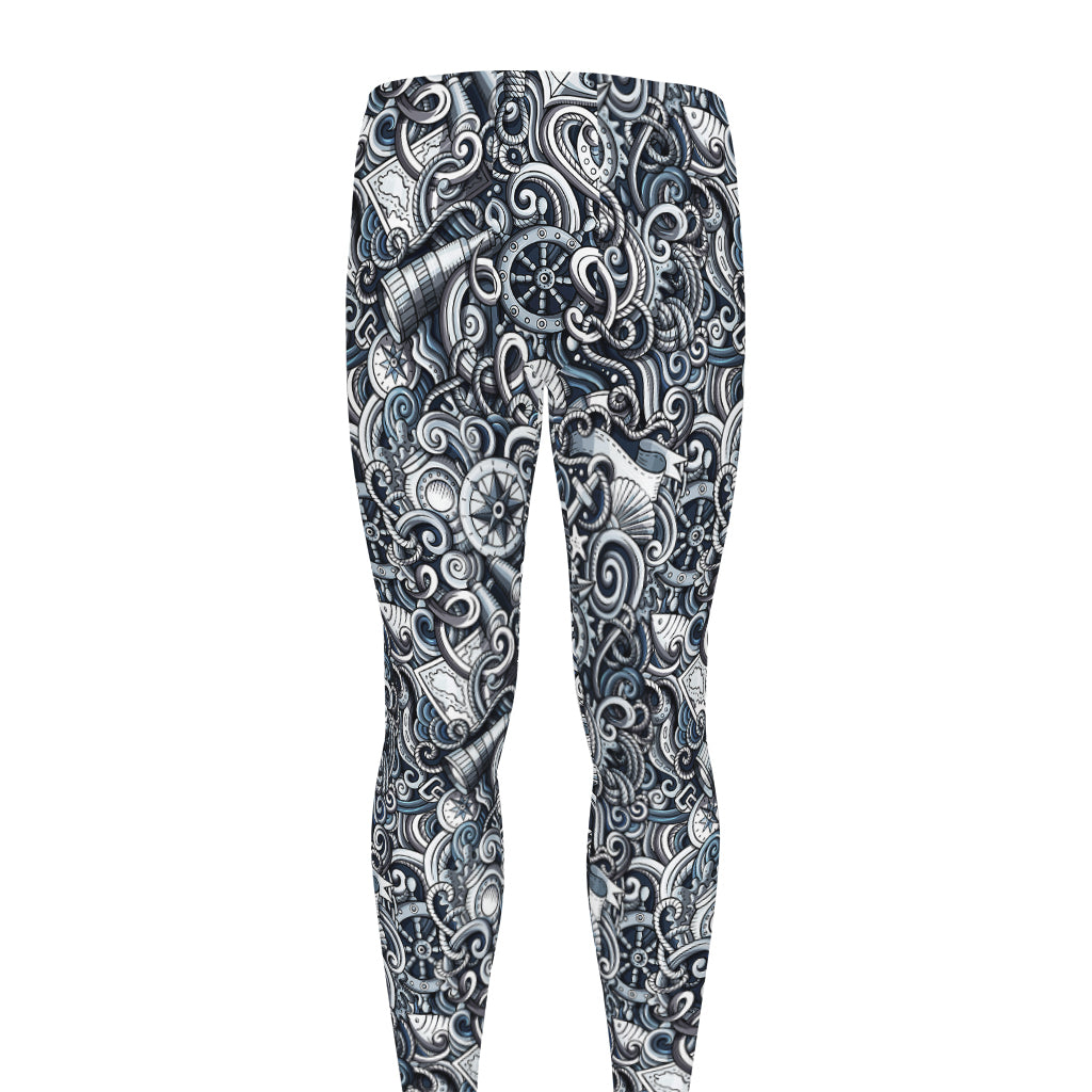 Abstract Nautical Anchor Pattern Print Men's leggings