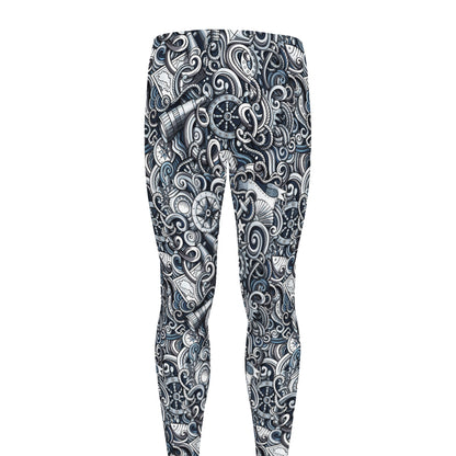 Abstract Nautical Anchor Pattern Print Men's leggings