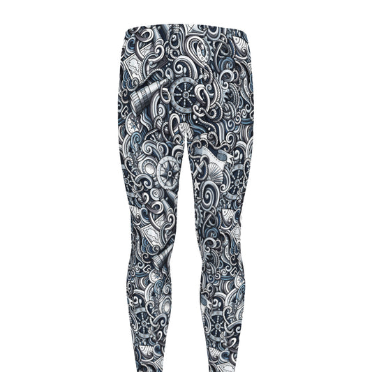 Abstract Nautical Anchor Pattern Print Men's leggings
