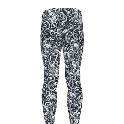 Abstract Nautical Anchor Pattern Print Men's leggings