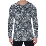 Abstract Nautical Anchor Pattern Print Men's Long Sleeve T-Shirt