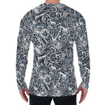 Abstract Nautical Anchor Pattern Print Men's Long Sleeve T-Shirt