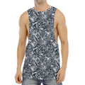 Abstract Nautical Anchor Pattern Print Men's Muscle Tank Top