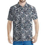 Abstract Nautical Anchor Pattern Print Men's Polo Shirt