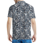 Abstract Nautical Anchor Pattern Print Men's Polo Shirt