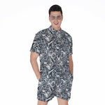 Abstract Nautical Anchor Pattern Print Men's Rompers