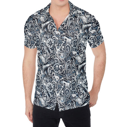 Abstract Nautical Anchor Pattern Print Men's Shirt