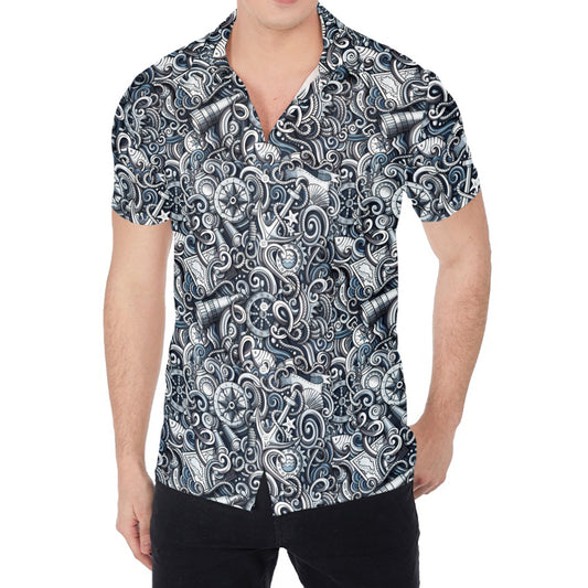 Abstract Nautical Anchor Pattern Print Men's Shirt