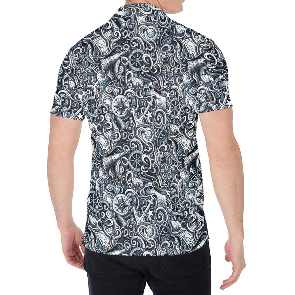 Abstract Nautical Anchor Pattern Print Men's Shirt