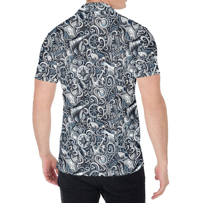Abstract Nautical Anchor Pattern Print Men's Shirt