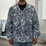 Abstract Nautical Anchor Pattern Print Men's Shirt Jacket