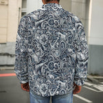 Abstract Nautical Anchor Pattern Print Men's Shirt Jacket