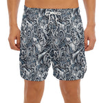 Abstract Nautical Anchor Pattern Print Men's Split Running Shorts
