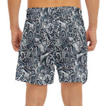 Abstract Nautical Anchor Pattern Print Men's Split Running Shorts