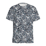 Abstract Nautical Anchor Pattern Print Men's Sports T-Shirt