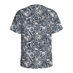 Abstract Nautical Anchor Pattern Print Men's Sports T-Shirt
