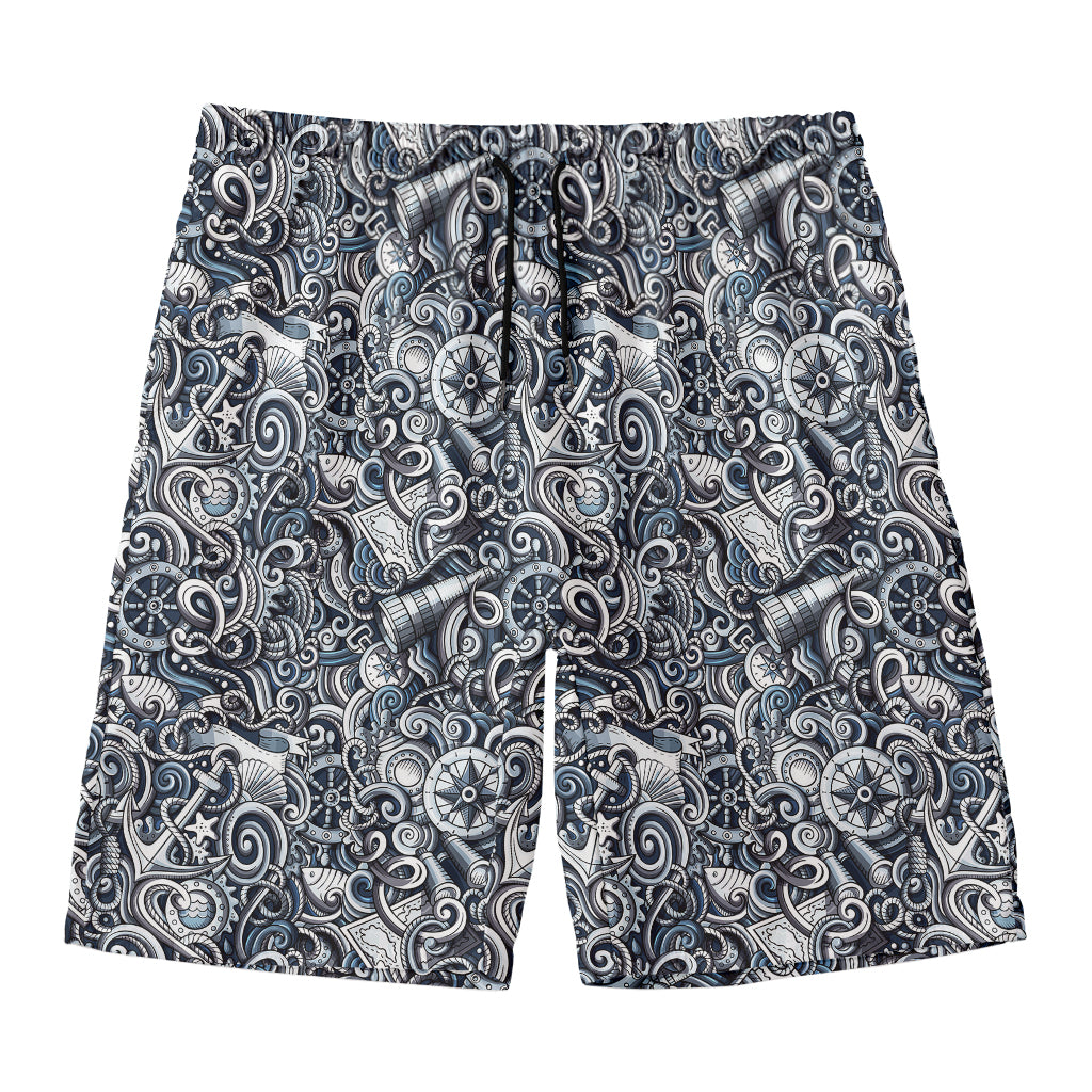 Abstract Nautical Anchor Pattern Print Men's Swim Trunks