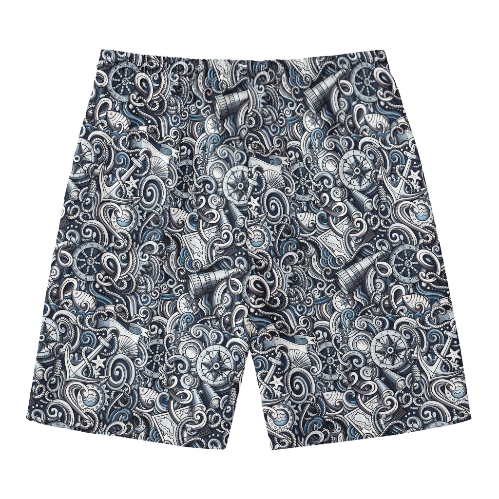 Abstract Nautical Anchor Pattern Print Men's Swim Trunks