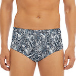 Abstract Nautical Anchor Pattern Print Men's Triangle Swim Briefs