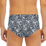 Abstract Nautical Anchor Pattern Print Men's Triangle Swim Briefs