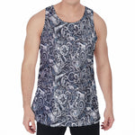 Abstract Nautical Anchor Pattern Print Men's Velvet Tank Top