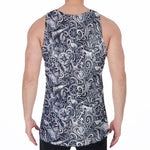 Abstract Nautical Anchor Pattern Print Men's Velvet Tank Top