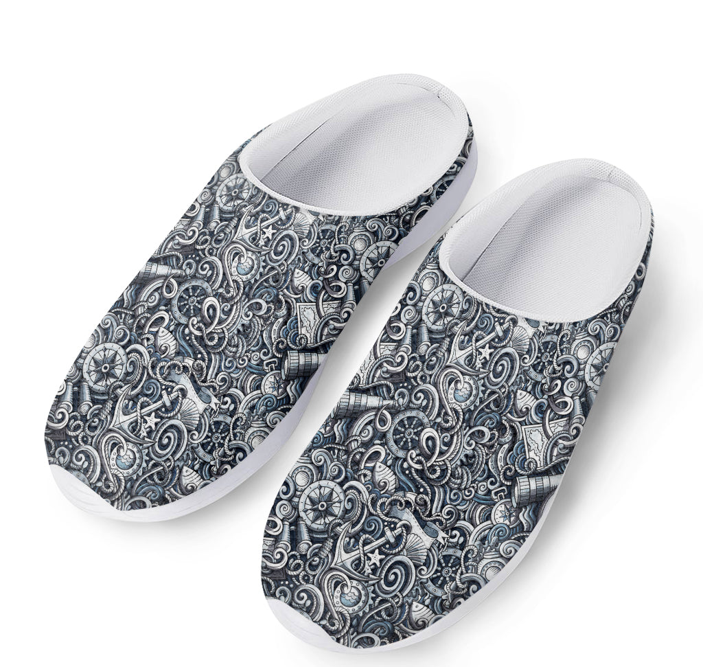 Abstract Nautical Anchor Pattern Print Mesh Casual Shoes