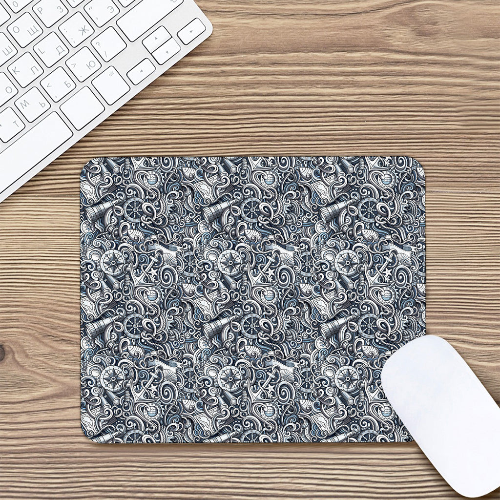 Abstract Nautical Anchor Pattern Print Mouse Pad