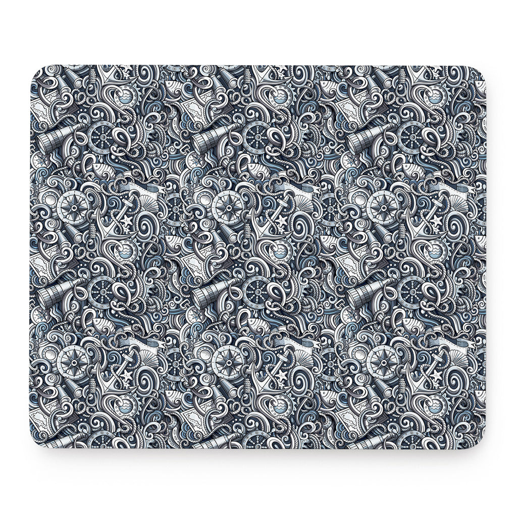 Abstract Nautical Anchor Pattern Print Mouse Pad