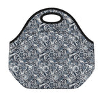 Abstract Nautical Anchor Pattern Print Neoprene Lunch Bag