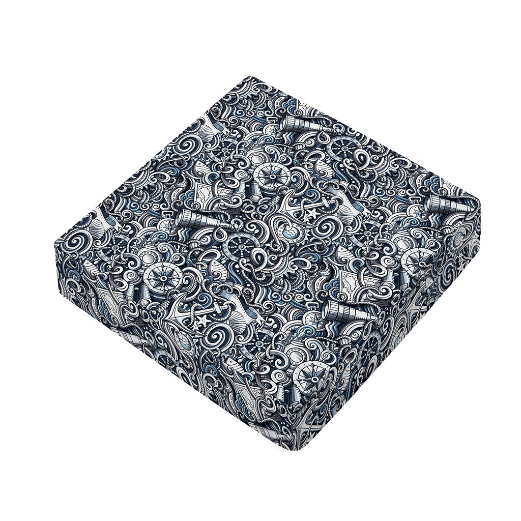 Abstract Nautical Anchor Pattern Print Outdoor Seat Cushion Cover