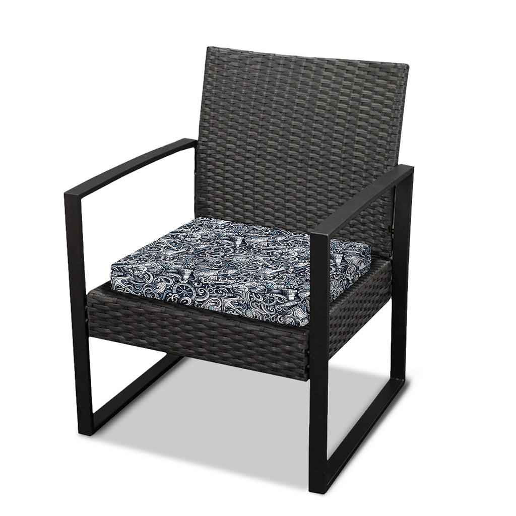 Abstract Nautical Anchor Pattern Print Outdoor Seat Cushion Cover