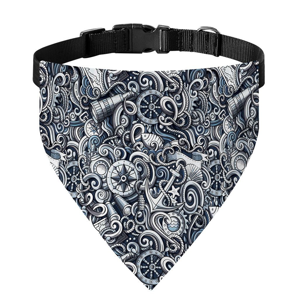Abstract Nautical Anchor Pattern Print Over The Collar Dog Bandana