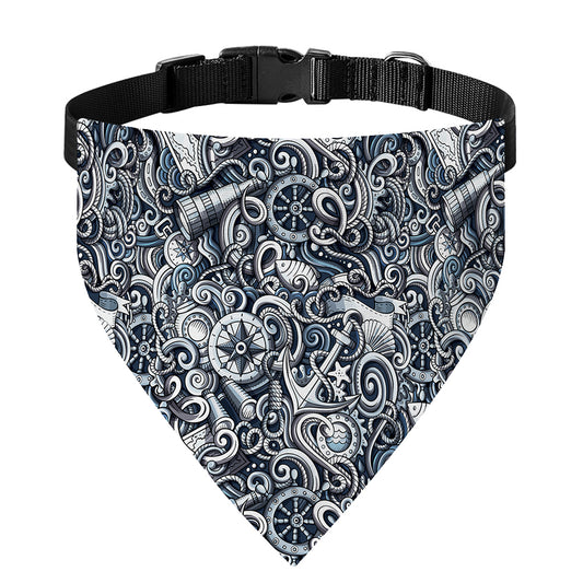 Abstract Nautical Anchor Pattern Print Over The Collar Dog Bandana