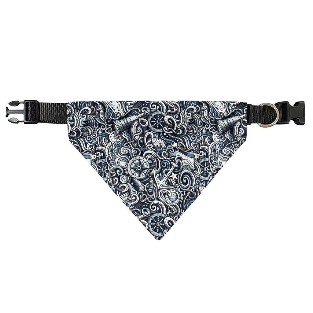 Abstract Nautical Anchor Pattern Print Over The Collar Dog Bandana
