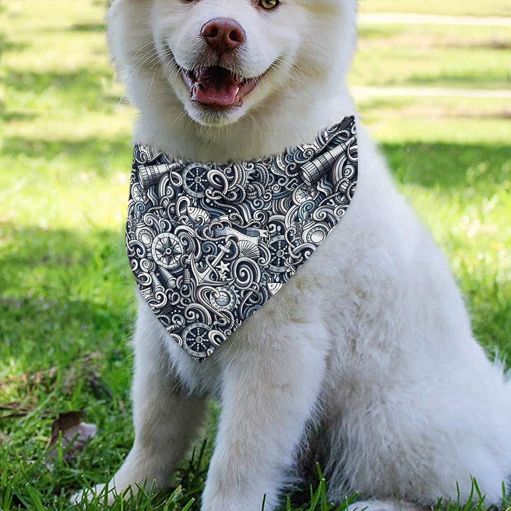 Abstract Nautical Anchor Pattern Print Over The Collar Dog Bandana