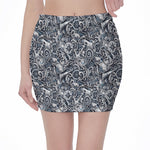 Abstract Nautical Anchor Pattern Print Pencil Mini Skirt